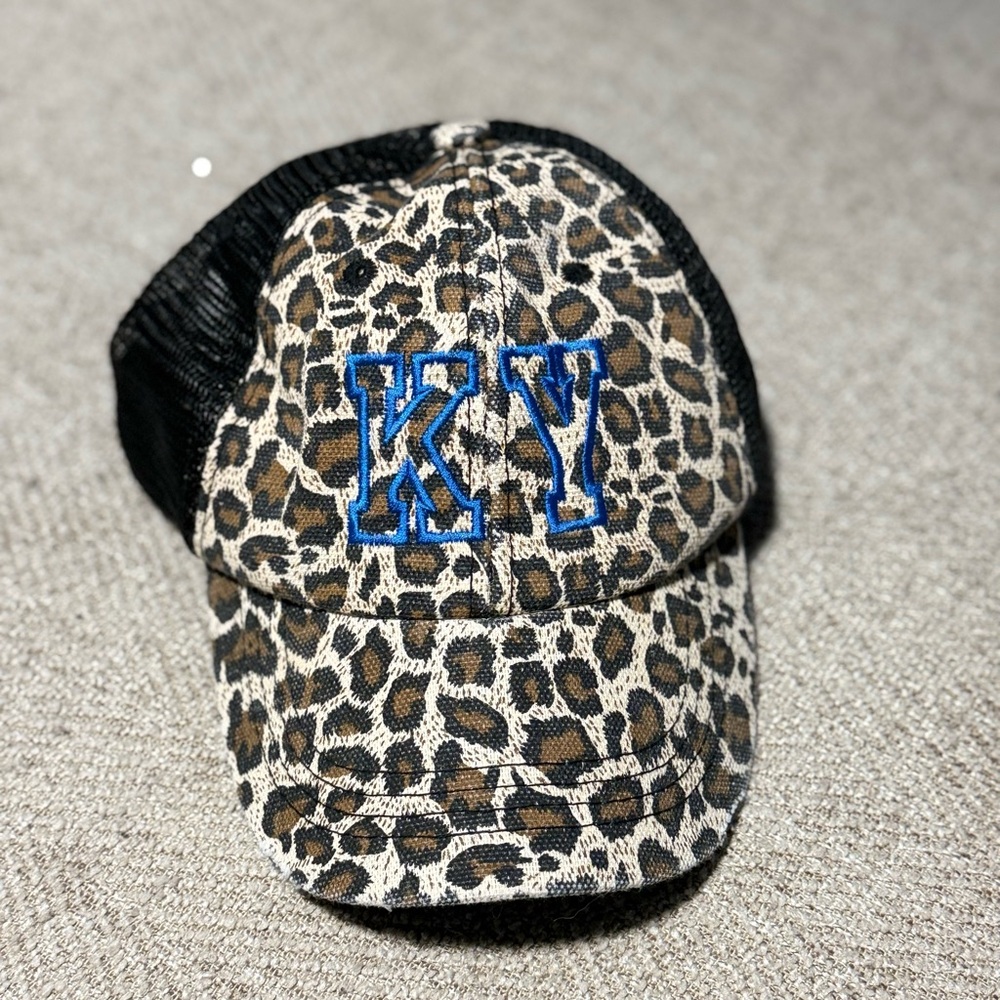 Leopard Print Cap with KY Embroidery
